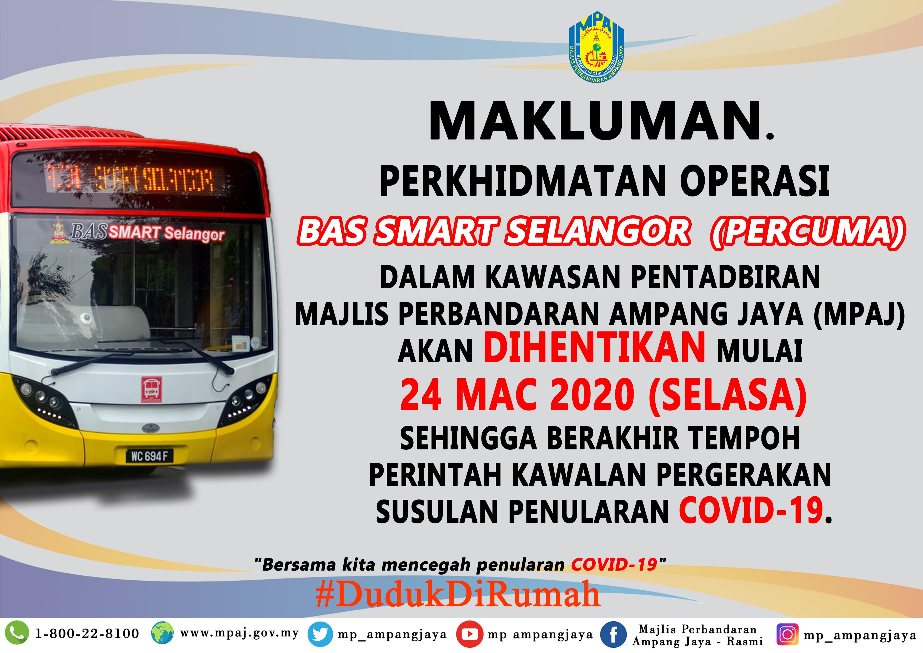 Perkhidmatan operasi Bas Smart Selangor dalam kawasan pentadbiran MPAJ