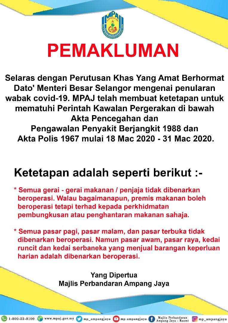 Pemakluman Aktiviti Gerai Makanan Penjaja Dan Pelbagai Pasar Portal Rasmi Majlis Perbandaran Ampang Jaya Mpaj