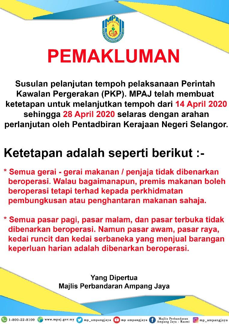 Terkini Pemakluman Aktiviti Gerai Makanan Penjaja Dan Pelbagai Pasar Portal Rasmi Majlis Perbandaran Ampang Jaya Mpaj