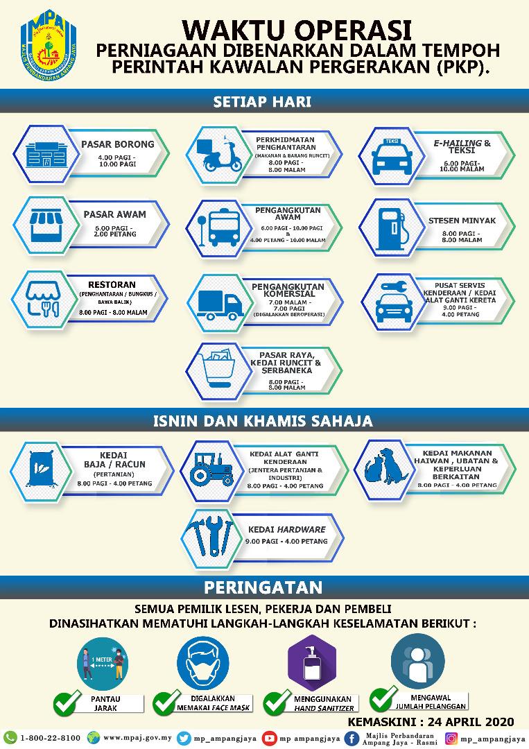 Kemaskini 24 April 2020 Infografik Waktu Operasi Perniagaan Dibenarkan Dalam Tempoh Perintah Kawalan Pergerakan Pkp Portal Rasmi Majlis Perbandaran Ampang Jaya Mpaj