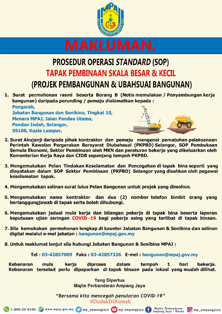 Terkini Prosedur Operasi Standard Tapak Pembinaan Skala Besar Kecil Projek Pembangunan Ubahsuai Bangunan Portal Rasmi Majlis Perbandaran Ampang Jaya Mpaj