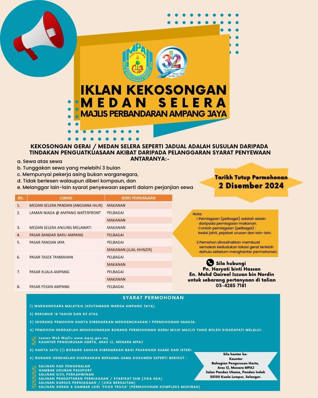 Iklan Kekosongan Medan Selera MPAJ