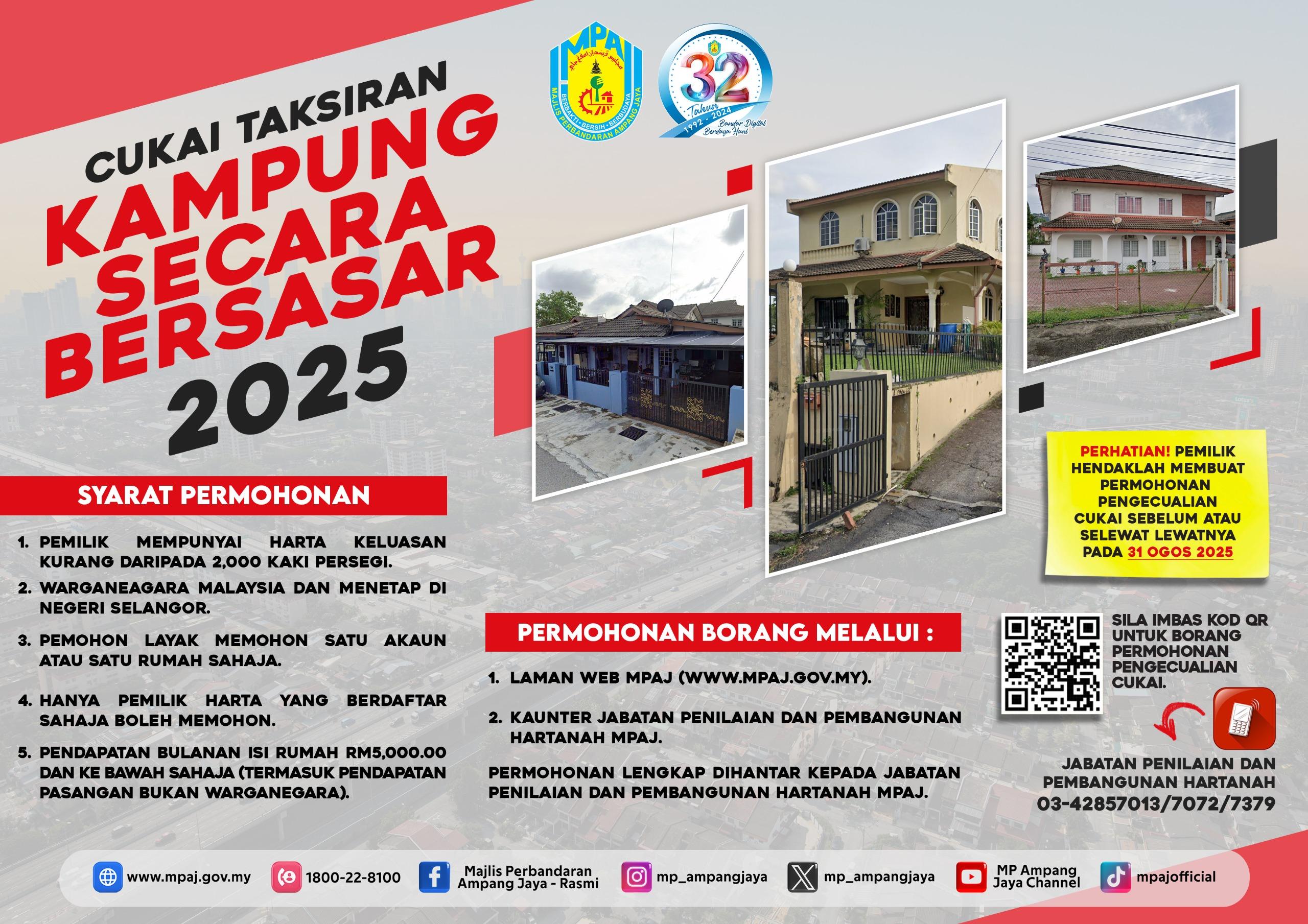 Pengecualian Cukai Taksiran Kediaman Kg Bersasar 2025