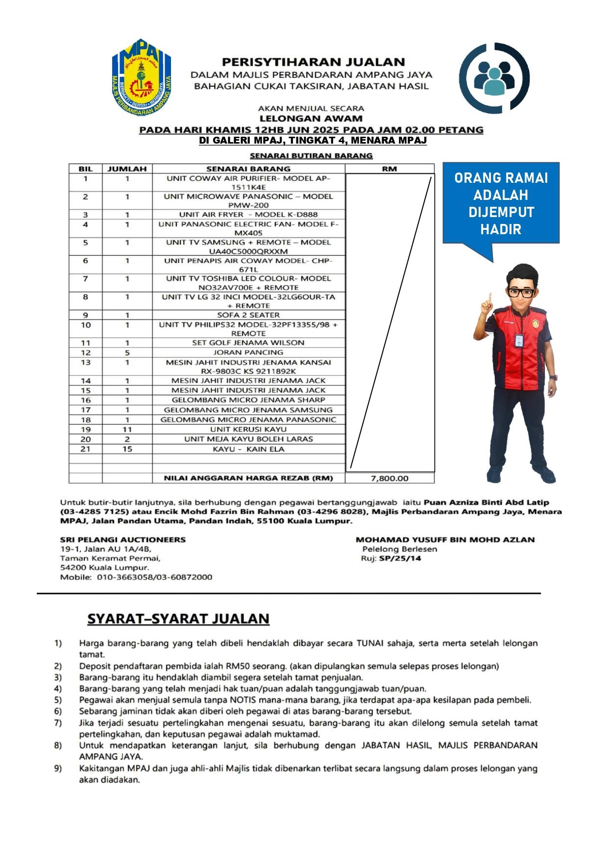 Poster Isytihar Lelongan Awam Cukai Tahun 2025