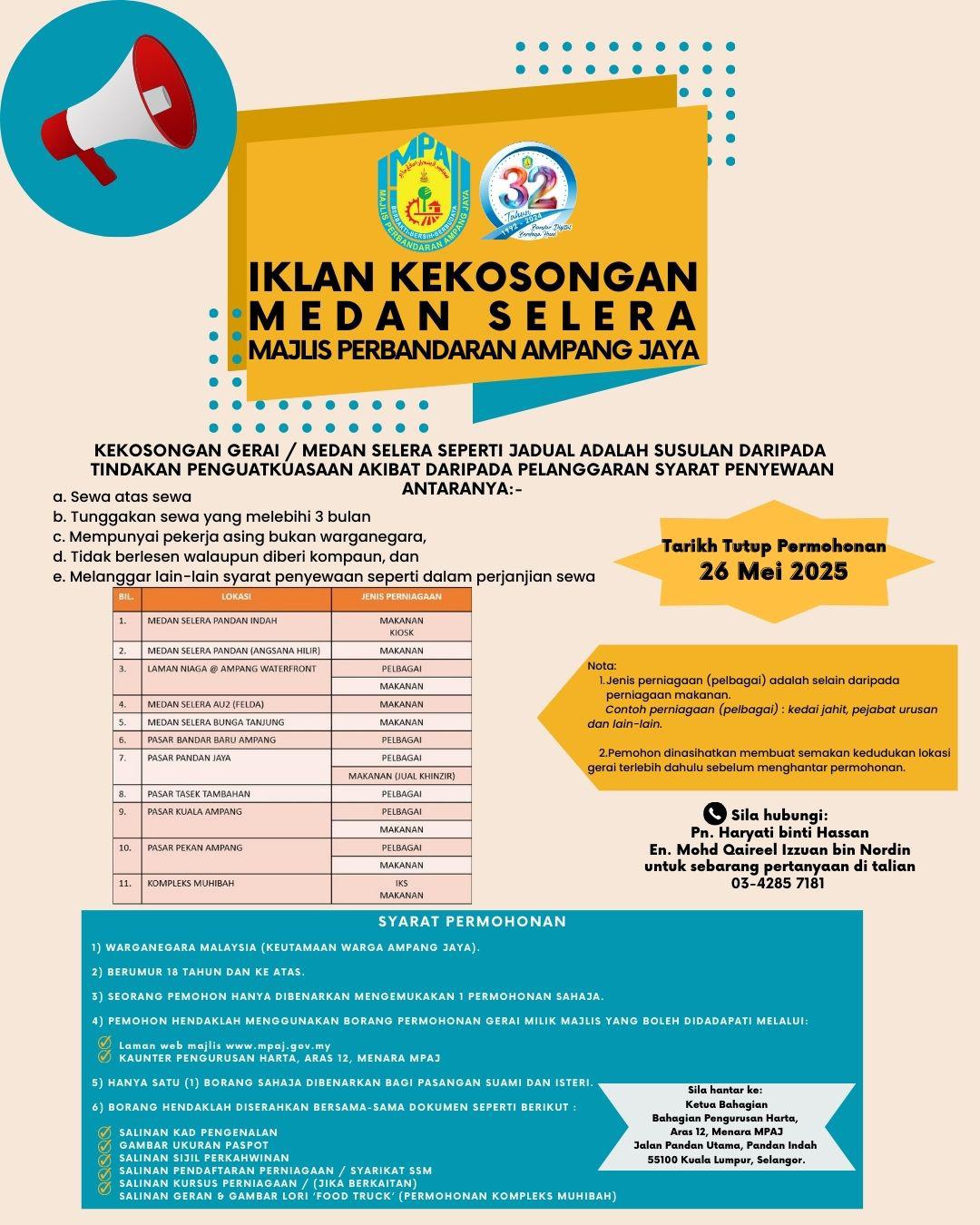 Iklan Kekosongan Medan Selera MPAJ 2025