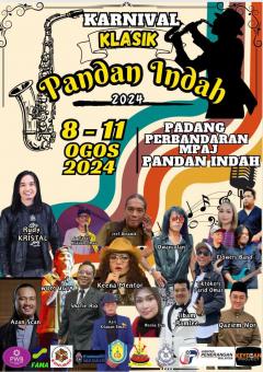 Hebahan Ayuh warga Ampang Jaya dan sekitar kita sama-sama memeriahkan Karnival Klasik Pandan Indah pada:  Tarikh: 8-11 Ogos 2024 (Khamis-Ahad) Masa: 10.00 pagi- 11.00 malam Lokasi: Padang Perbandaran MPAJ, Pandan Indah  Sebarang pertanyaan, sila hubungi Encik Awie di talian ‪011‑12069510‬. Pelbagai acara menarik menanti anda  #KitaSelangorMajuBersama #32TahunMPAJ #MPAJBandarBungaTanjung #MPAJBandarDigitalBerdayaHuni